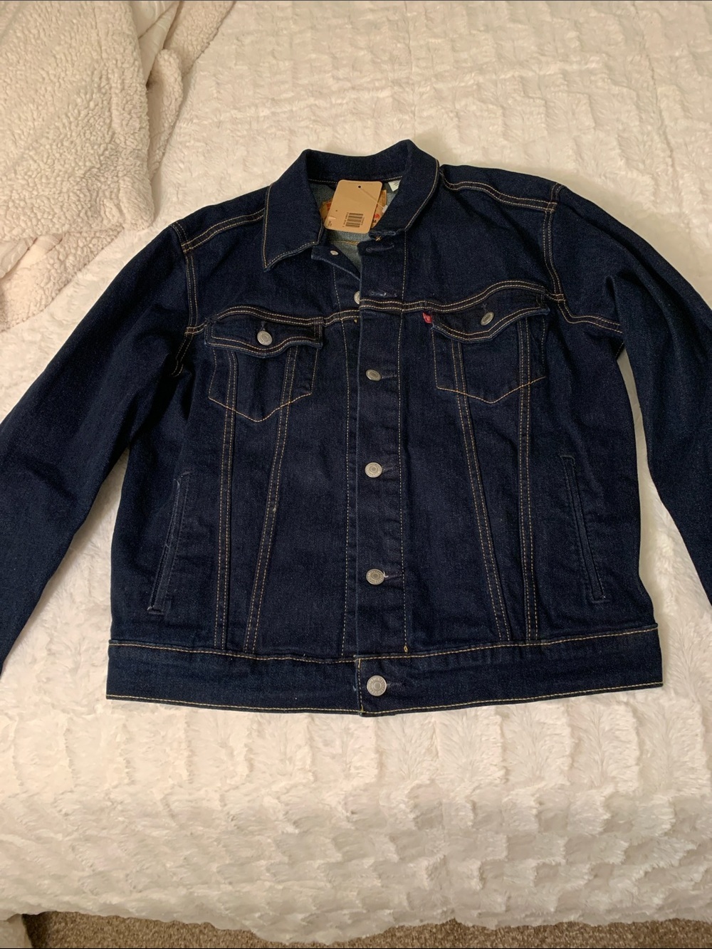 Levi's Men's Navy Blue Denim Jacket - Classic Trucker Style - Picture 6 of 10